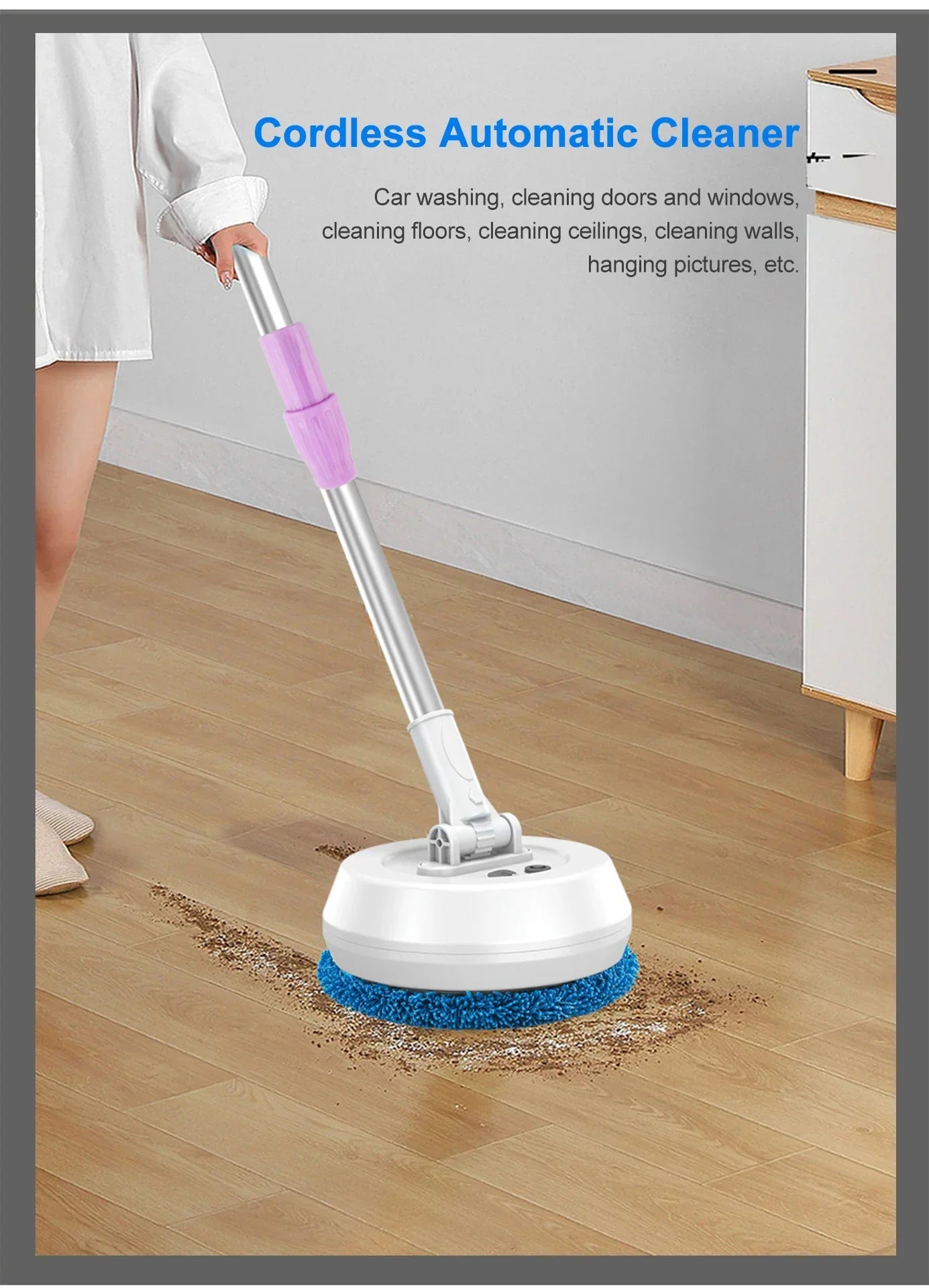 Car Electric Mop Cleaning Machine Automatic 2 in 1 Wet & Dry Home Cleaner Wireless Spin Mop Ceiling Door Windows Cleaning